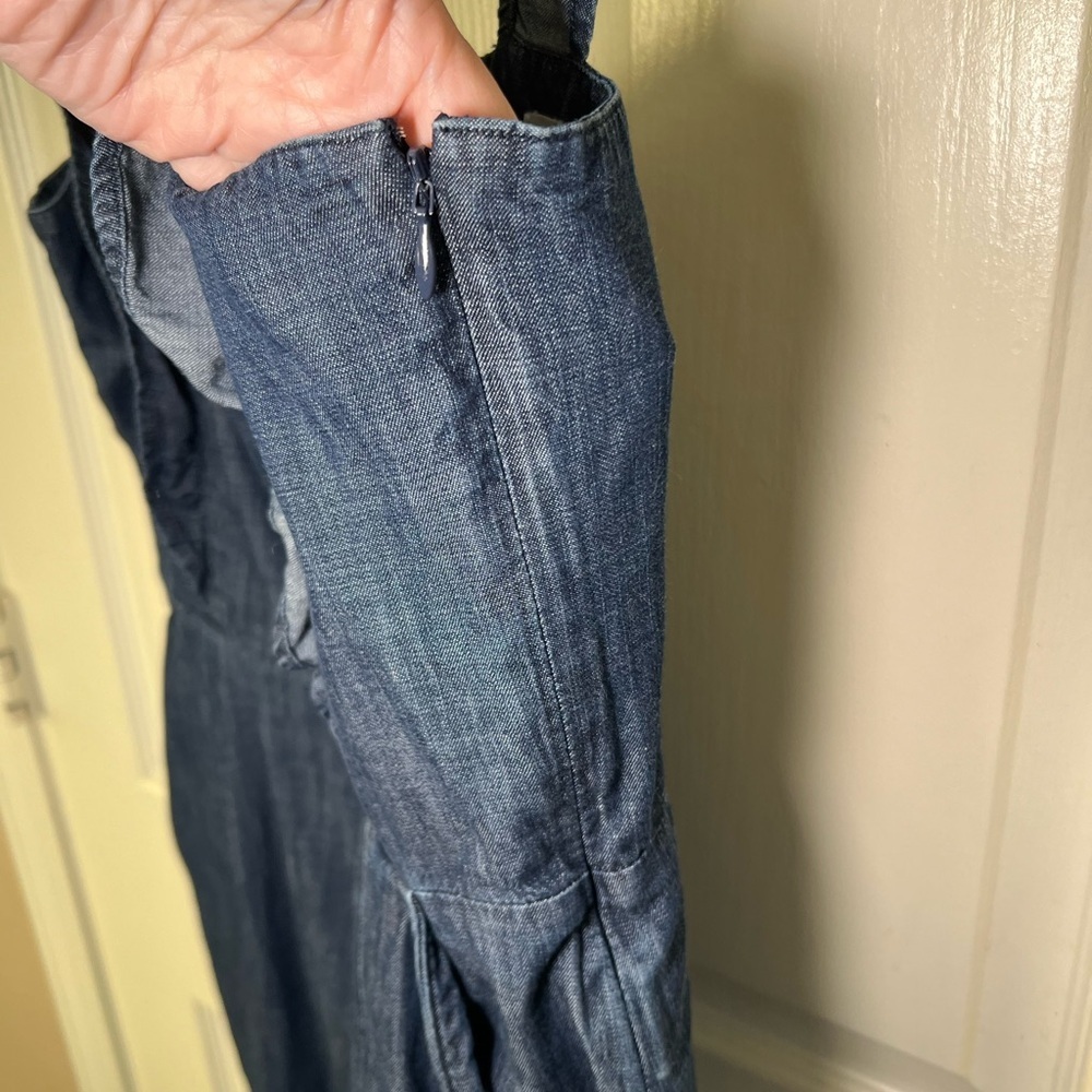 GAP Denim Jumpsuit Ruffle Apron Wide Leg Size 12 - Picture 3 of 10